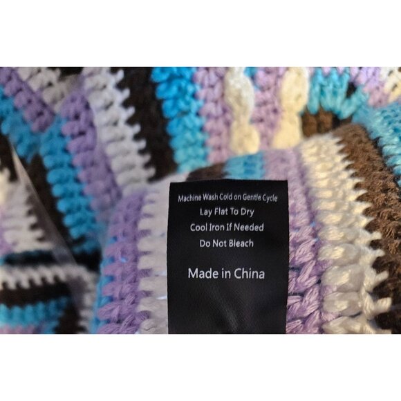 2/$35 POL Crochet Striped V-Neck Babydoll Cropped Boho Hippie Girl Top Women S - Picture 9 of 9